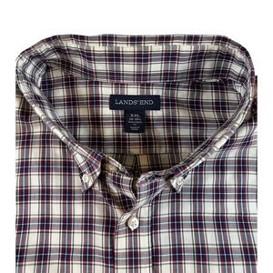 Lands End Mens Plaid Button Down Shirt Traditional Fit Long Sleeve XXL Cotton